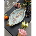 Блюдо овальное из голубого фарфора с ручками в виде бабочек и цветочным рисунком Blue Garden варинант исполнения - 3 | Loft Concept в Брянске