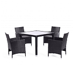 Обеденный комплект из искуственного ротанга Vintara черный варинант исполнения - 1 | Loft Concept в Брянске