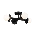 Потолочный светильник с тремя белыми матовыми стеклянными плафонами в форме шаров на черном основании Generation Lighting варинант исполнения - 2 | Loft Concept в Брянске