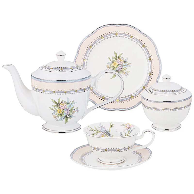 Чайный сервиз из фарфора на 6 персон 20 предметов Tea Flower Set Мульти Чайный сервиз из фарфора на 6 персон 20 предметов Tea Flower Set Мульти в Брянске | Loft Concept