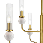 Люстра с 6-ю плафонами в форме стеклянных трубок и мраморных декоративных элементов Montreal варинант исполнения - 5 | Loft Concept в Брянске