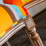 Стул бежевый в разноцветную полоску из натурального бука с изображением птиц и цветов Blooming Birds Colorful Stripes Chair варинант исполнения - 8 | Loft Concept в Брянске