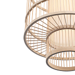 Подвесной светильник из деревянных прутьев с плафоном из натуральной ткани Light Inside the Cell варинант исполнения - 6 | Loft Concept в Брянске