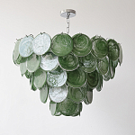 Люстра из зеленых стеклянных дисков с перламутровым эффектом Green Glowing Glaze варинант исполнения - 5 | Loft Concept в Брянске