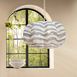 Круглая люстра волнистой формы декорированная бусами Blue White Stripes Wavy Chandelier варинант исполнения - 3 | Loft Concept в Брянске