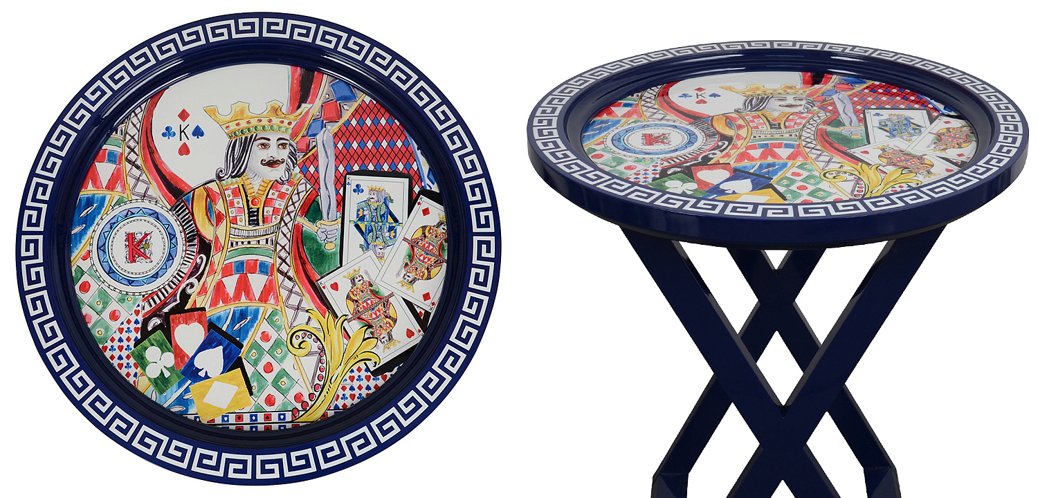 Приставной стол Playing Cards Painted Round Countertop Side Table Приставной стол Playing Cards Painted Round Countertop Side Table - Loft-Concept в Брянске
