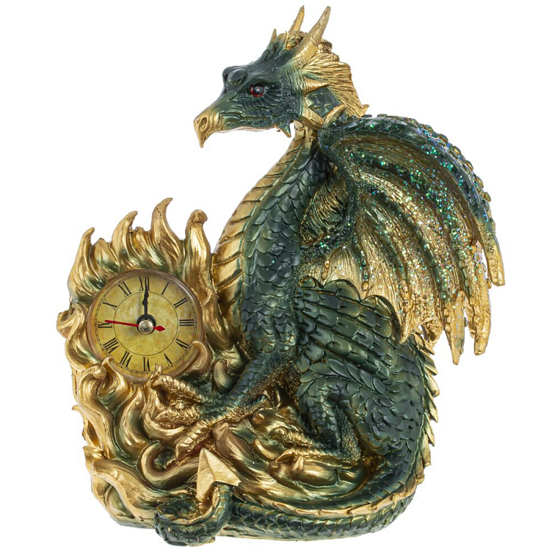 Часы в виде дракона Green Gold Dragon Clock Золотой Зеленый Часы в виде дракона Green Gold Dragon Clock Золотой Зеленый в Брянске | Loft Concept