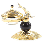 Икорница с декором "Стерлядка на ракушке" с гравировкой на подставке из натурального камня Обсидиан Decorative Cavair Dishes варинант исполнения - 1 | Loft Concept в Брянске