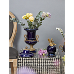 Ваза темно-синего цвета из фарфора с бронзовыми ручками в виде змей Высота 39 см Eden Garden porcelain and bronze варинант исполнения - 3 | Loft Concept в Брянске