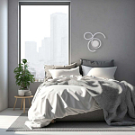 Бра белого цвета с изогнутыми световыми линиями и круглым основанием Luke Lampco Tracer Lamp варинант исполнения - 7 | Loft Concept в Брянске