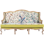 Диван из натурального бука бежевый с изображением птиц и цветов Beige Green Chinoiserie Garden Sofa варинант исполнения - 1 | Loft Concept в Брянске
