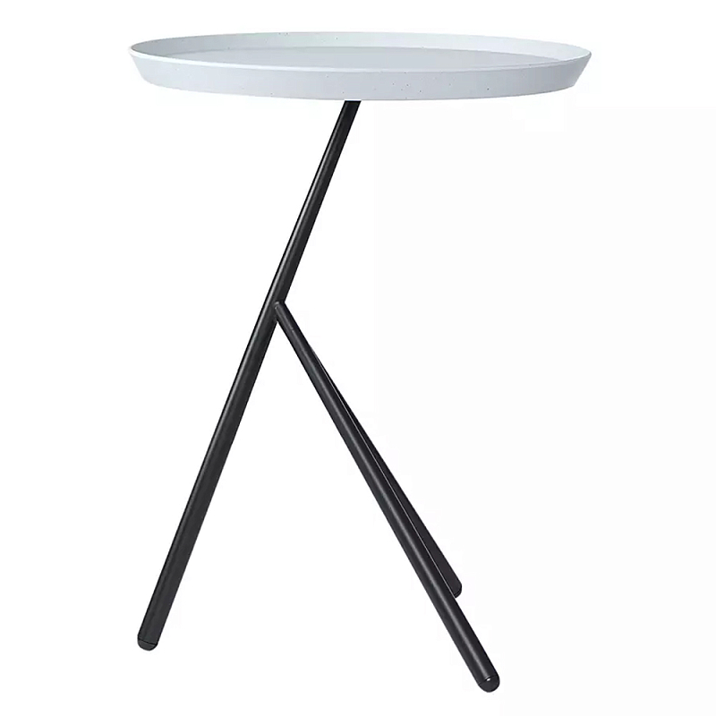 Столик приставной с круглой серой столешницей и черным основанием Round Stable Table Серый Черный Столик приставной с круглой серой столешницей и черным основанием Round Stable Table Серый Черный в Брянске | Loft Concept