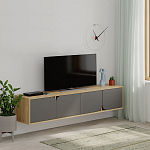 ТВ-тумба подвесная цвета древесины с 4-мя темно-серыми дверцами SPARK TV STAND OAK ANTHRACITE варинант исполнения - 3 | Loft Concept в Брянске