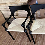 Стул дизайнерский с плетеным сидением Kronos Dining Chair Black варинант исполнения - 2 | Loft Concept в Брянске