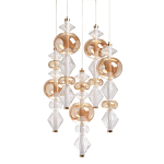 Люстра с плафонами из прозрачного и янтарного стекла в виде шаров и ромбов Gabriel Scott Luna варинант исполнения - 1 | Loft Concept в Брянске