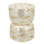 Приставной столик с мозаичным рисунком из раковин устриц Bone Inlay варинант исполнения - 1 | Loft Concept в Брянске