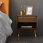 Прикроватная деревянная тумба с ящиком и нишей для хранения Moon Walnut Furniture варинант исполнения - 1 | Loft Concept в Брянске