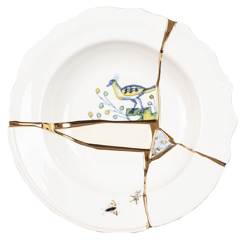 Тарелка глубокая Seletti Kintsugi Белый Золотой Мульти Тарелка глубокая Seletti Kintsugi Белый Золотой Мульти в Брянске | Loft Concept