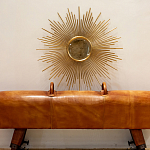 Зеркало-солнце круглое в раме из металла с золотыми с лучами Rays of Peace варинант исполнения - 2 | Loft Concept в Брянске