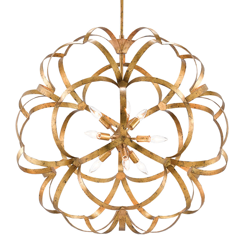 Люстра круглая в виде объёмного цветка Golden Flower Sphere Золотой Люстра круглая в виде объёмного цветка Golden Flower Sphere Золотой в Брянске | Loft Concept