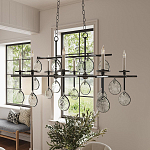 Люстра подвесная с 8-ю лампами и стеклянными круглыми подвесками Currey & Company варинант исполнения - 3 | Loft Concept в Брянске