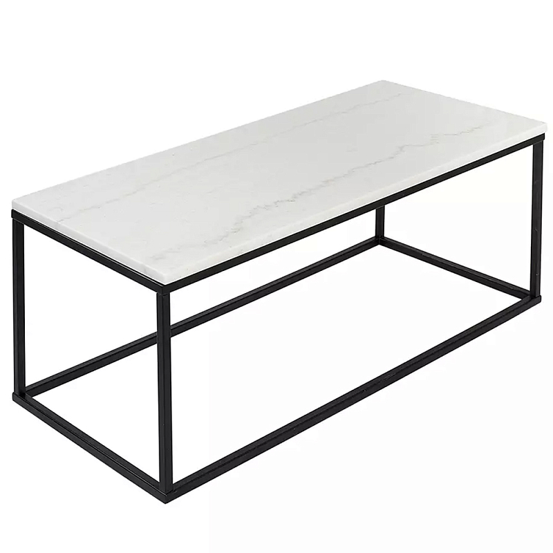 Журнальный столик прямоугольный White Marble Surface Белый Черный Журнальный столик прямоугольный White Marble Surface Белый Черный в Брянске | Loft Concept