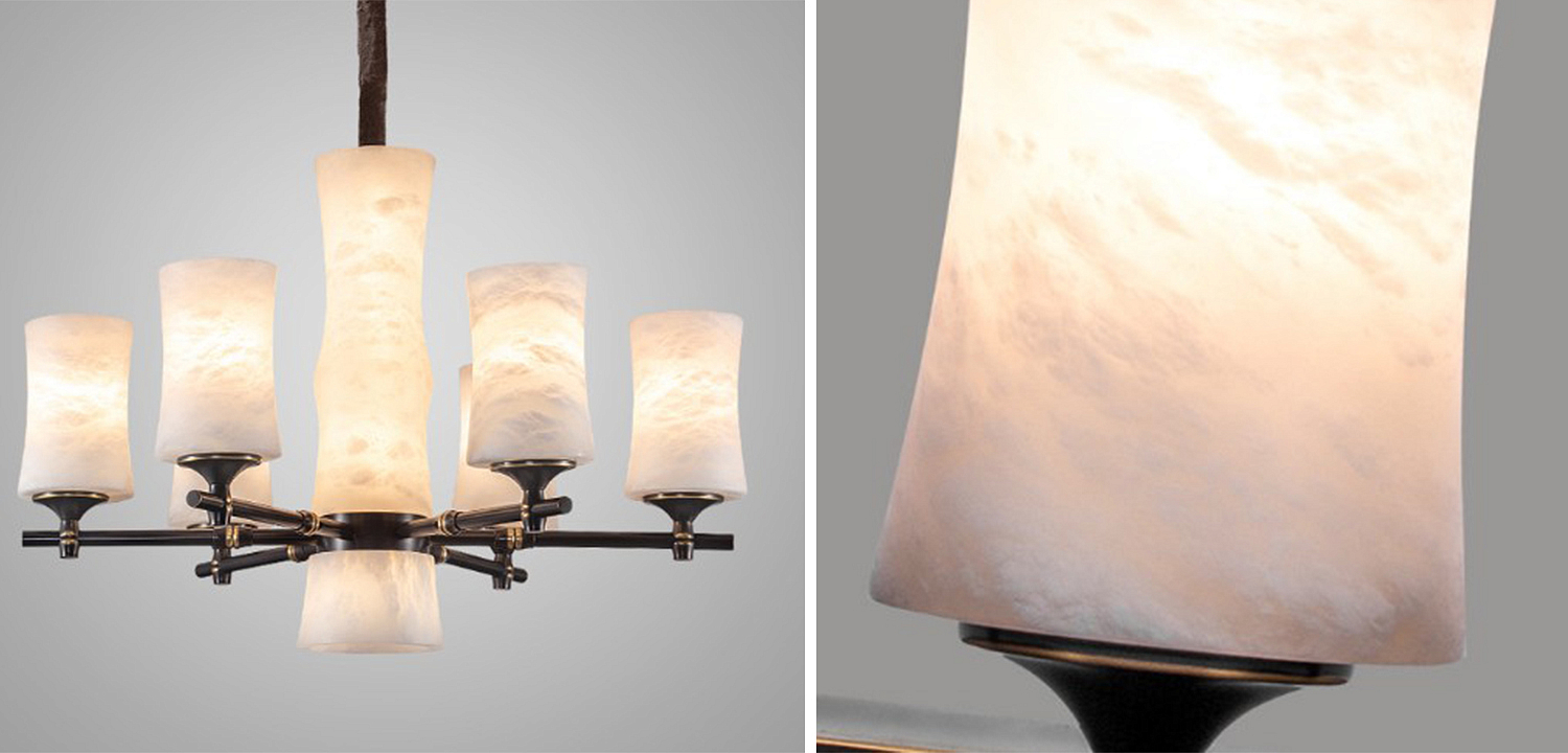 Дизайнерская люстра 6 плафонов из натурального мрамора Marble Shades Chandelier Дизайнерская люстра 6 плафонов из натурального мрамора Marble Shades Chandelier - Loft-Concept в Брянске