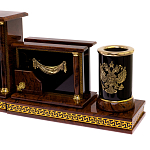 Настольный письменный набор с часами из природного камня обсидиана Royal Set варинант исполнения - 3 | Loft Concept в Брянске