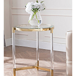 Золотой приставной столик с круглой стеклянной столешницей Weightless Table варинант исполнения - 8 | Loft Concept в Брянске