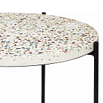 Кофейный столик с круглой разноцветной столешницей на 4-х черных ножках Multicolored Stone Composite варинант исполнения - 2 | Loft Concept в Брянске