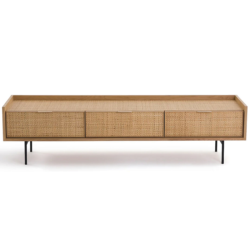 ТВ-тумба с плетеным декором Buckley Wicker TV Stand Древесина Черный ТВ-тумба с плетеным декором Buckley Wicker TV Stand Древесина Черный в Брянске | Loft Concept