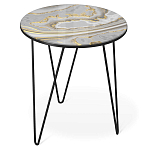 Стол журнальный c круглой столешницей из стекла серого цвета Gray and Gold Marble варинант исполнения - 1 | Loft Concept в Брянске