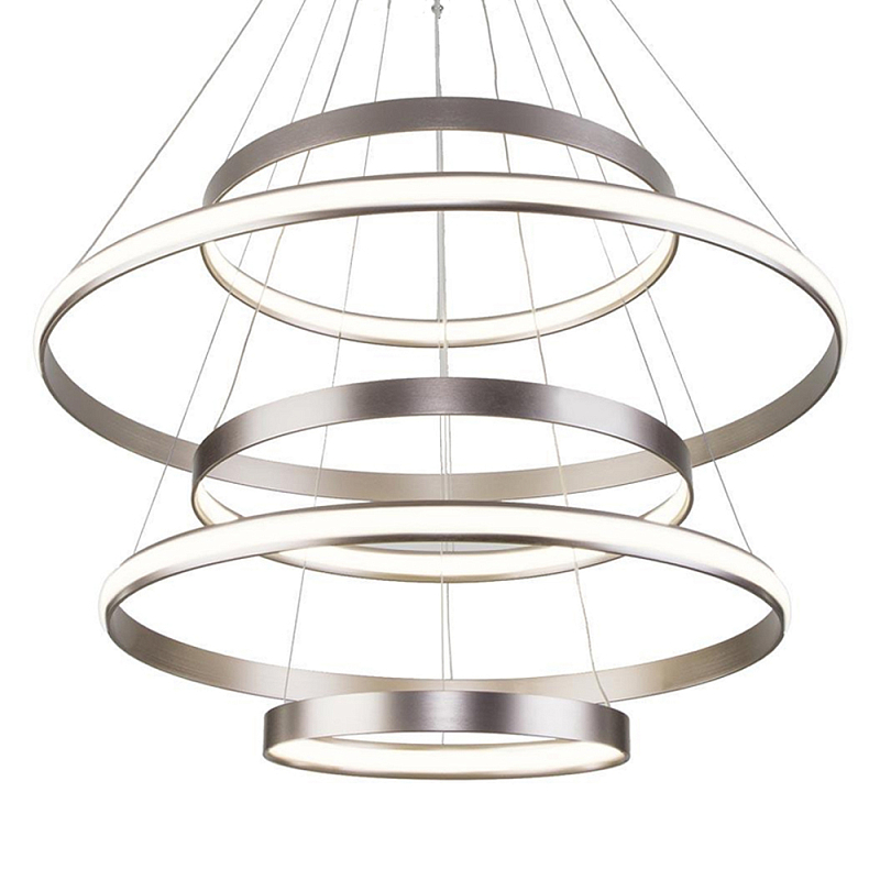 Люстра Light Ring Vertical Silver 5 колец серебро Никель Сатин в Брянске | Loft Concept 