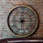 Часы настенные деревянные с римскими цифрами чёрного цвета Clock with History варинант исполнения - 2 | Loft Concept в Брянске