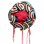 Подушка из джинсовой одежды и вязания Heart&Brain 2 варинант исполнения - 1 | Loft Concept в Брянске