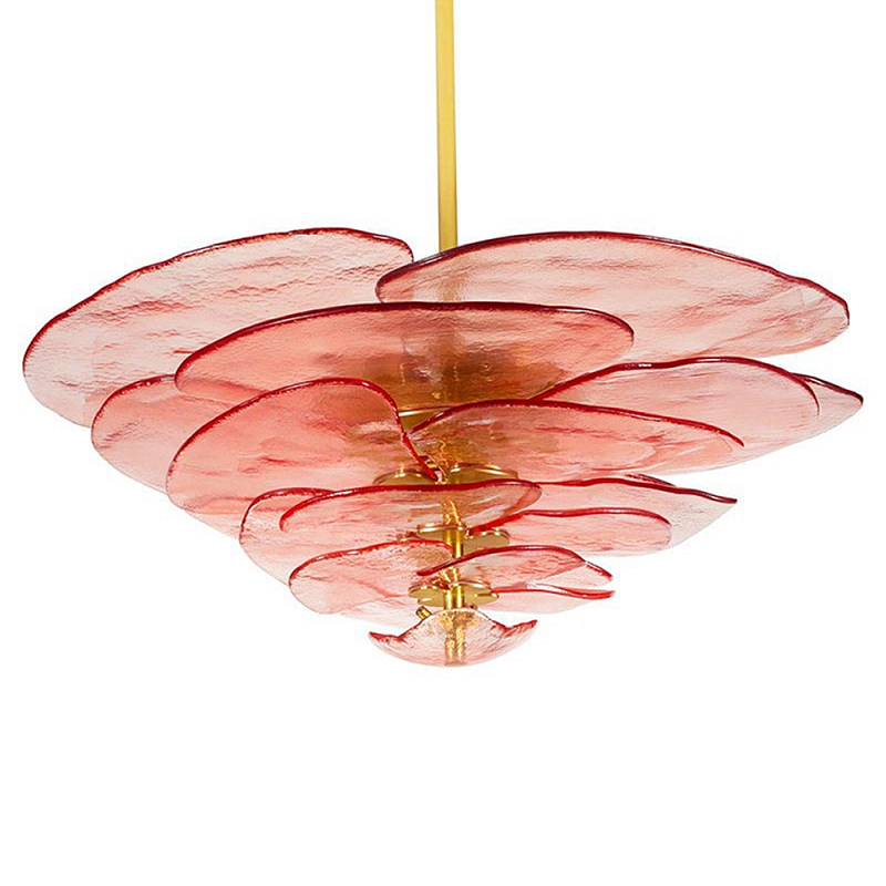 Люстра из розового стекла в форме листьев лотоса Glass Pink Sculpture Розовый Люстра из розового стекла в форме листьев лотоса Glass Pink Sculpture Розовый в Брянске | Loft Concept