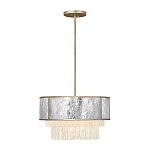 Люстра круглая с подвесками из текстурированного стекла молочного цвета Hinkley варинант исполнения - 9 | Loft Concept в Брянске