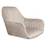 Барный стул со спинкой и подлокотниками на 4-х коричневых деревянных ножках Бежевый Велюр Ava Charm варинант исполнения - 5 | Loft Concept в Брянске