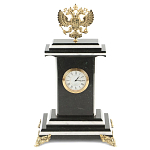 Часы настольные бронзовые с Гербом России из натурального камня Змевик Stone Clock варинант исполнения - 1 | Loft Concept в Брянске