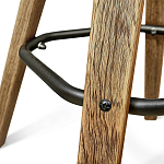 Барный стул со спинкой и металлической подставкой на 4-х деревянных ножках Зеленый Велюр Vendramin Chair варинант исполнения - 7 | Loft Concept в Брянске