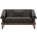 Двухместный диван Duncan винтажная черная кожа варинант исполнения - 1 | Loft Concept в Брянске