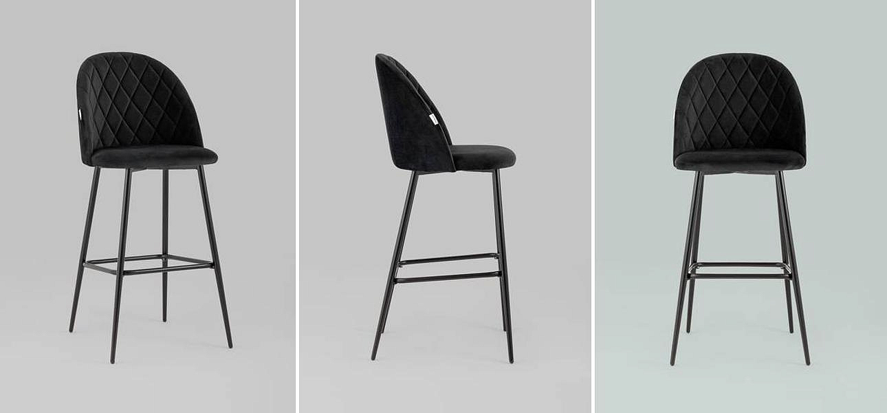 Барный Стул Miruna Rhombus Черный Велюр Барный Стул Miruna Rhombus Черный Велюр - Loft-Concept в Брянске