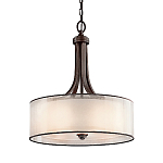 Люстра подвесная с двойным круглым плафоном из органзы и матового стекла Kichler варинант исполнения - 5 | Loft Concept в Брянске