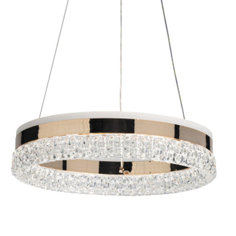 Люстра в виде кольца золотого цвета с прозрачными вставками Radiant Rail Прозрачный Золотой в Брянске | Loft Concept 