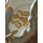 Чаша голубого цвета с оранментом и и бронзовыми фигурами леопардов Eden Garden варинант исполнения - 11 | Loft Concept в Брянске