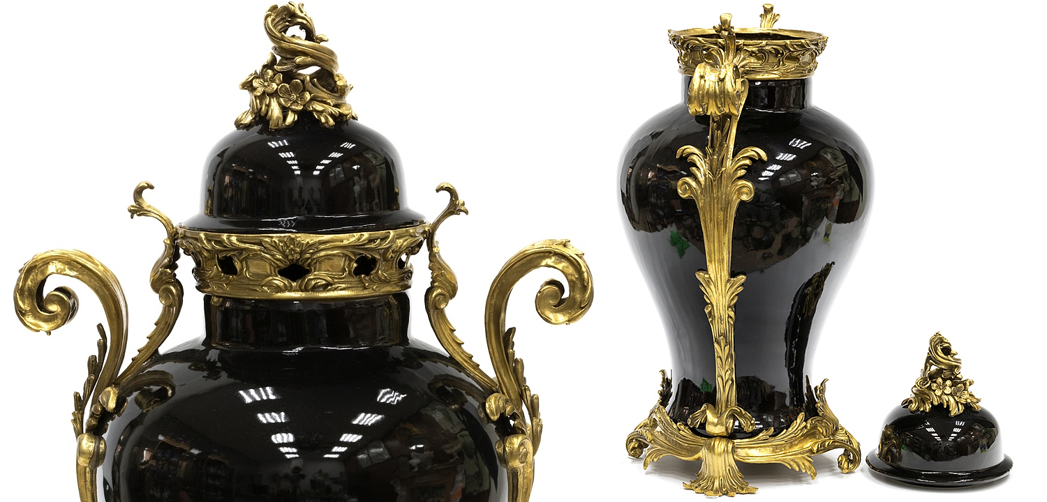 Большая ваза Selenia Black Vase Bronze Patterns Большая ваза Selenia Black Vase Bronze Patterns - Loft-Concept в Брянске