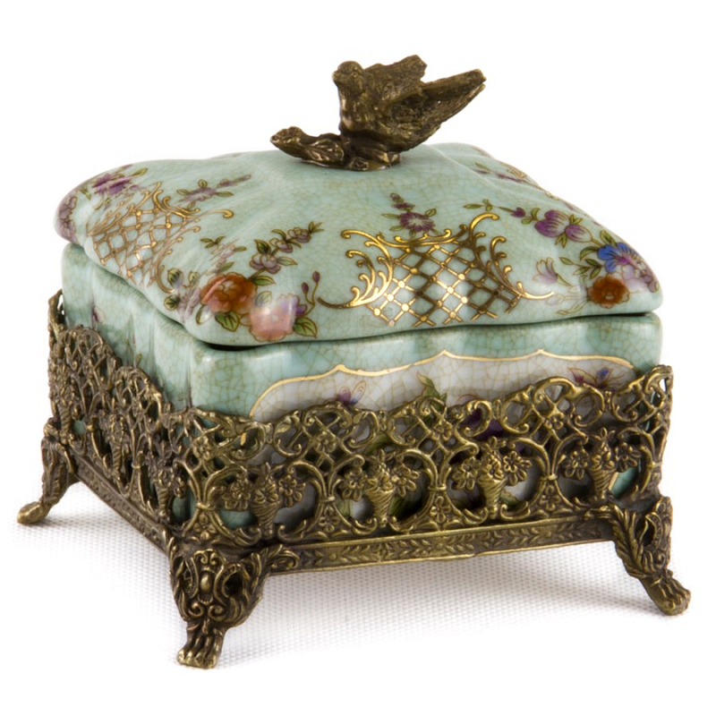 Шкатулка Casket Blue in Bronze Голубой пастельный Бронза Шкатулка Casket Blue in Bronze Голубой пастельный Бронза в Брянске | Loft Concept