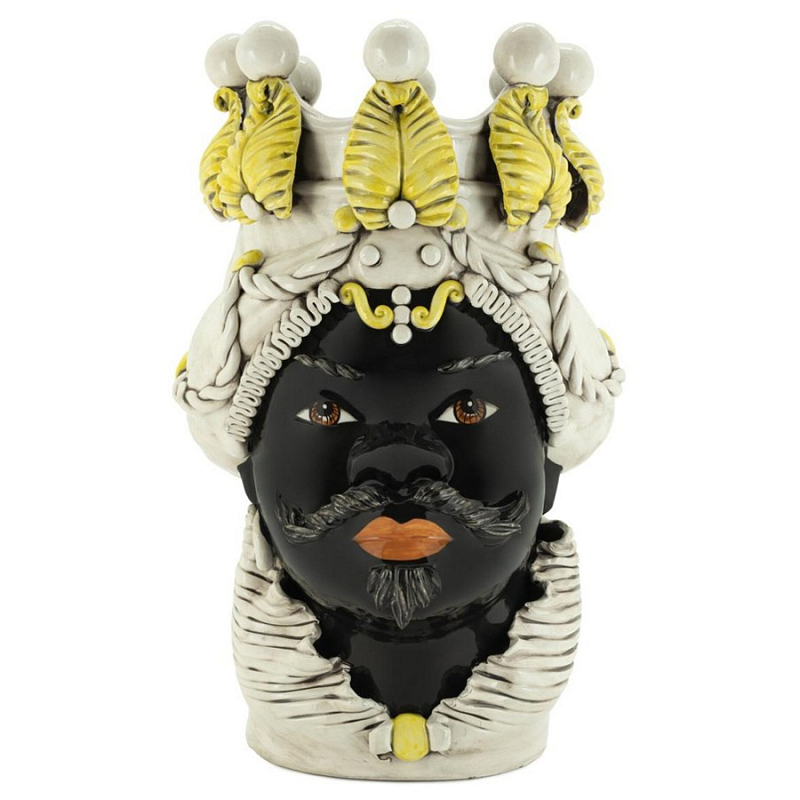 Ваза Vase Moro Man Yellow Big Черный Бежевый Желтый Ваза Vase Moro Man Yellow Big Черный Бежевый Желтый в Брянске | Loft Concept