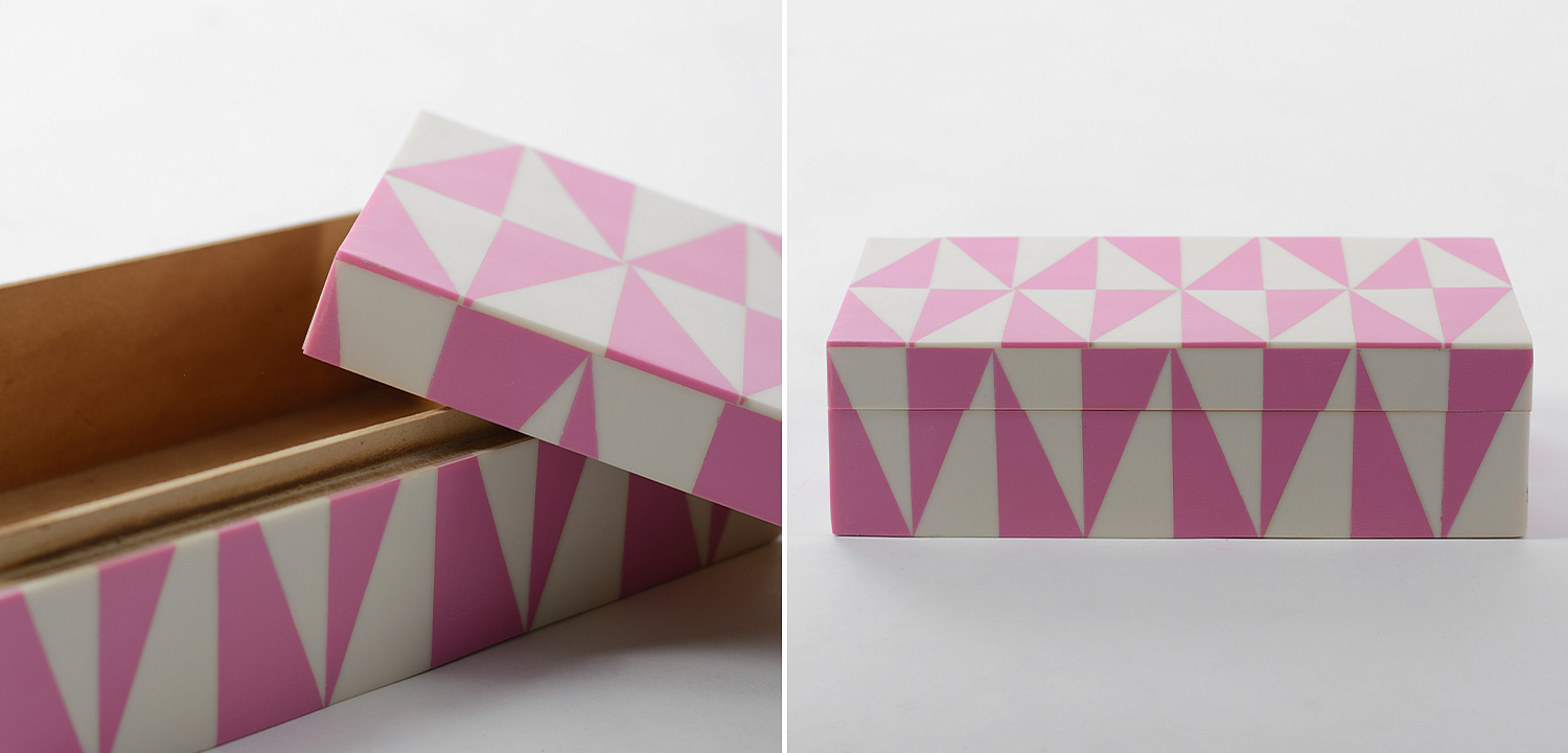 Шкатулка Pink Triangles Bone Inlay Box Шкатулка Pink Triangles Bone Inlay Box - Loft-Concept в Брянске