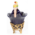 Чаша темно-синего цвета из фарфора с разноцветной птичкой Eden Garden porcelain and bronze варинант исполнения - 3 | Loft Concept в Брянске
